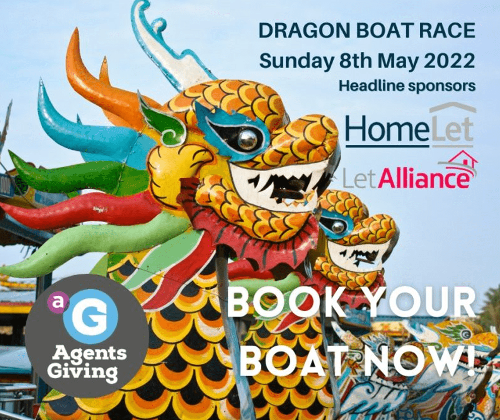 Banner image which shows the head of dragon boats alongside the sponsor logos Homelet and Let Alliance.