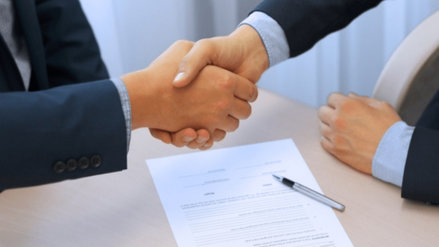 Handshake with a signed contract