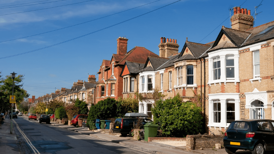 Row of privately rented terraced houses