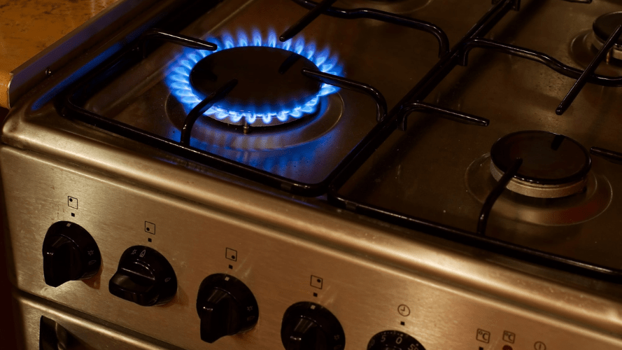 A gas hob in a rented property