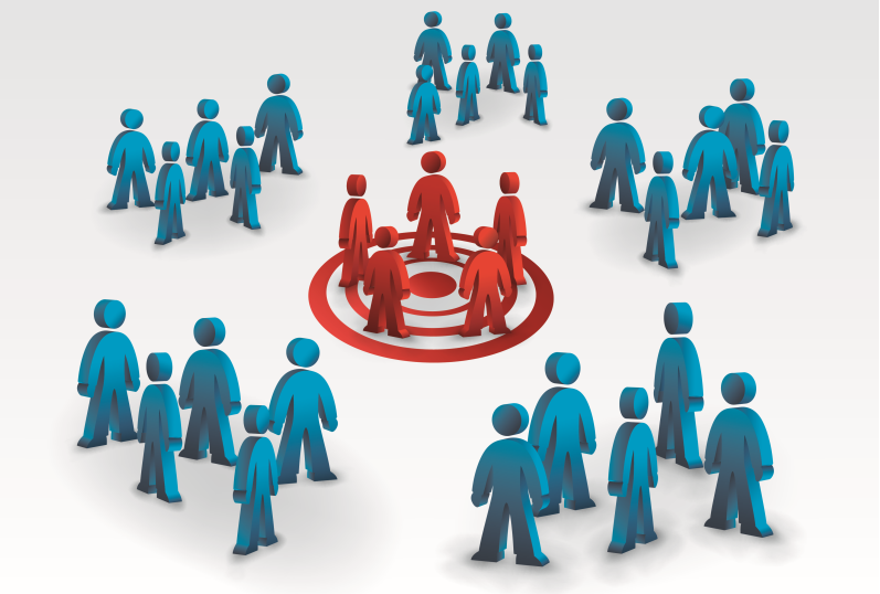 Animated people stood in a circle